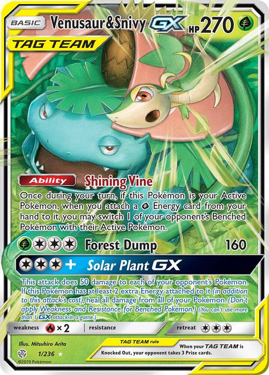 Pokemon Venusaur & Snivy GX 1/236 Cosmic Eclipse