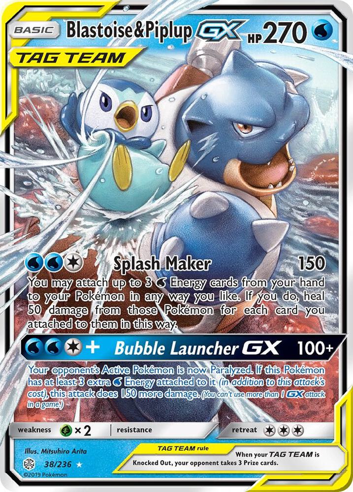 Pokemon Blastoise & Piplup GX 38/236 Cosmic Eclipse