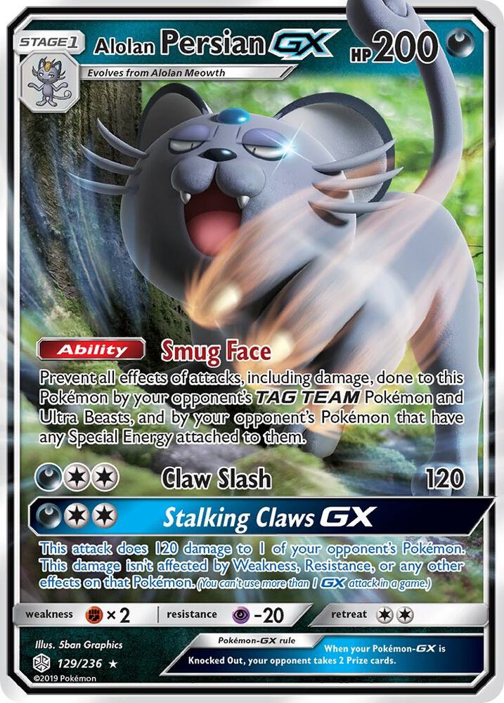 Pokemon Alolan Persian GX 129/236 Cosmic Eclipse