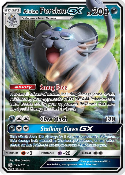 Pokemon Alolan Persian GX 129/236 Cosmic Eclipse