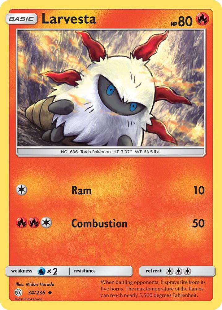 Pokemon Larvesta 34/236 Cosmic Eclipse