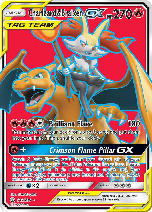 Pokemon Charizard & Braixen GX 212/236 Cosmic Eclipse