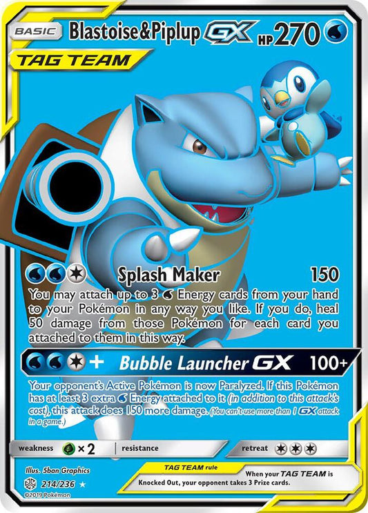 Pokemon Blastoise & Piplup GX 214/236 Cosmic Eclipse
