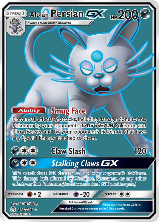 Pokemon Alolan Persian GX 219/236 Cosmic Eclipse