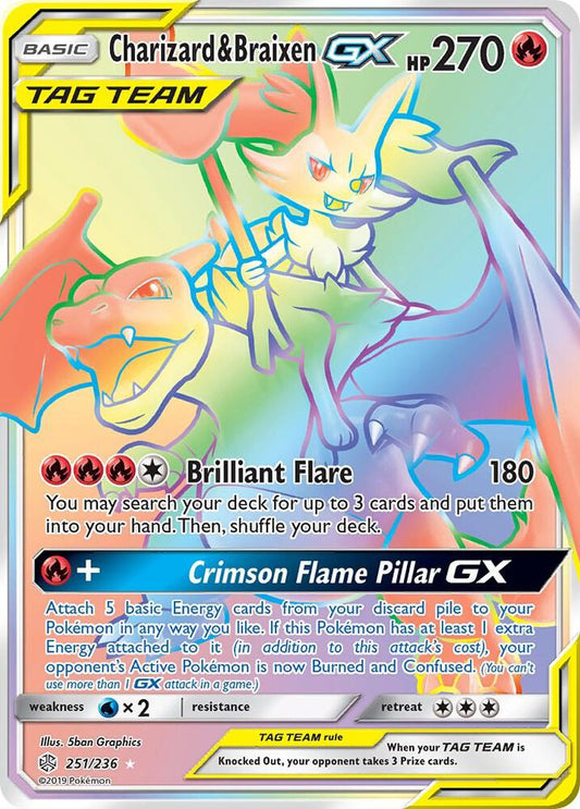 Pokemon Charizard & Braixen GX 251/236 Cosmic Eclipse