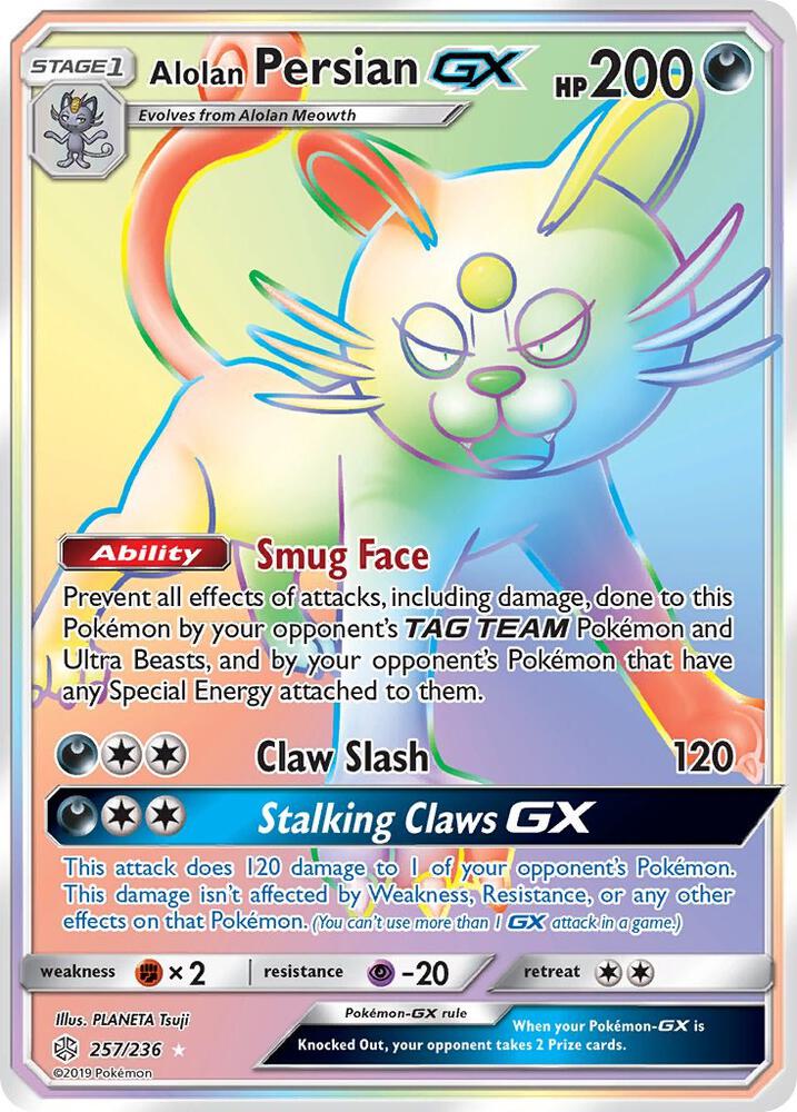Pokemon Alolan Persian GX 257/236 Cosmic Eclipse