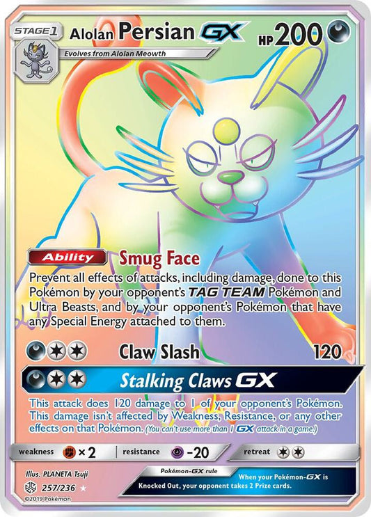 Pokemon Alolan Persian GX 257/236 Cosmic Eclipse