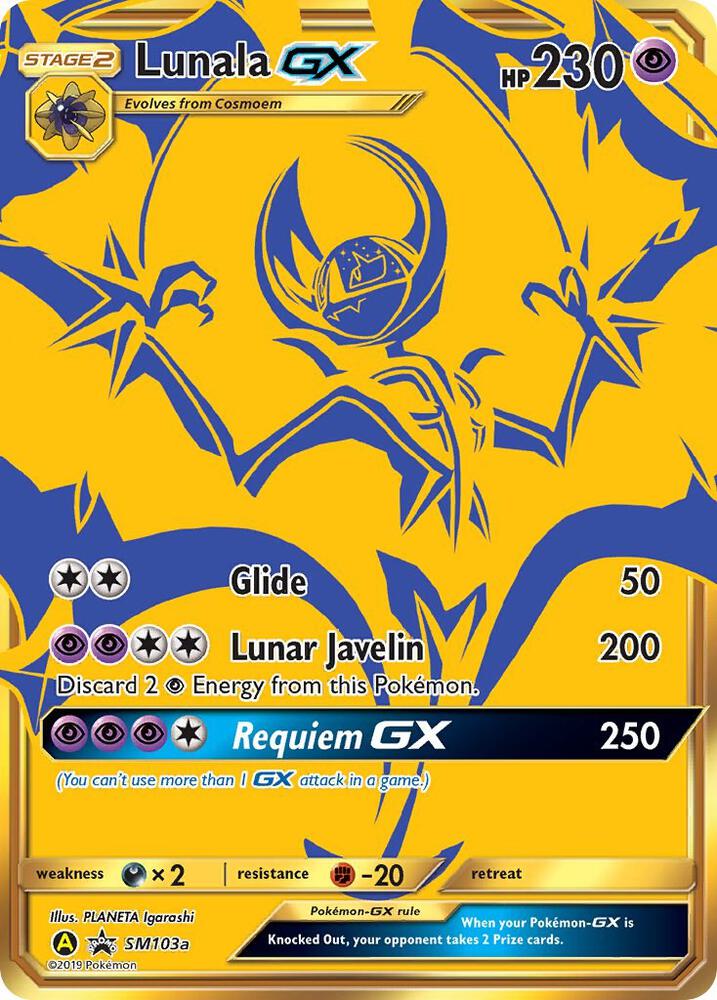 Pokemon Lunala GX (Gold) SM103a Yellow A Alternate Art