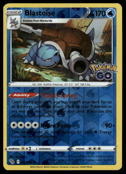 Pokemon TCG Blastoise #017/078 Pokemon GO Reverse Holofoil