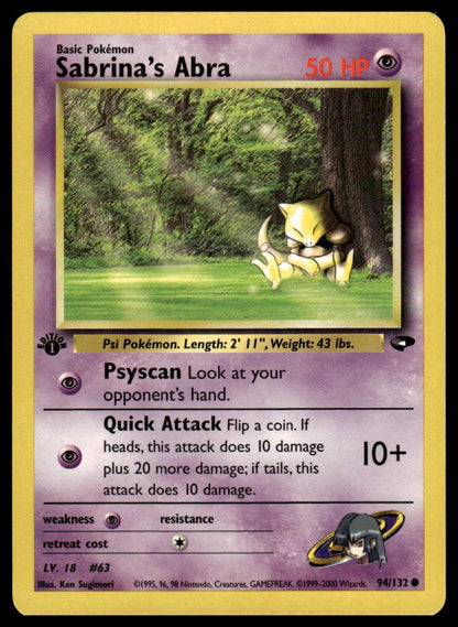 Pokemon TCG Sabrina's Abra (94) #094/132 Gym Challenge First Edition
