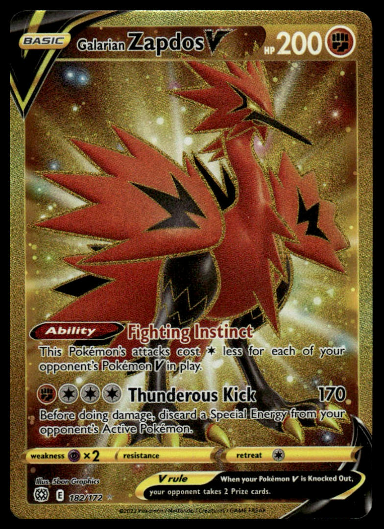 Pokemon TCG Galarian Zapdos V (Secret) #182/172 SWSH09: Brilliant Stars
