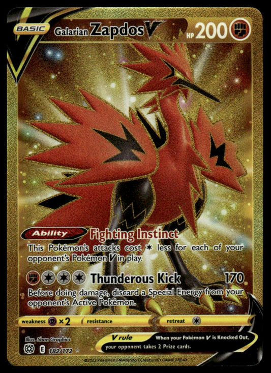 Pokemon TCG Galarian Zapdos V (Secret) #182/172 SWSH09: Brilliant Stars