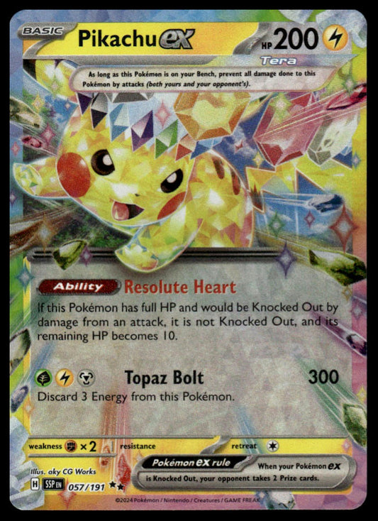 Pokemon TCG Pikachu ex #057/191 SV08: Surging Sparks