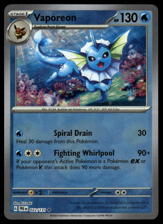 Pokemon TCG Vaporeon (Poke Ball Pattern) #022/131 SV: Prismatic Evolutions