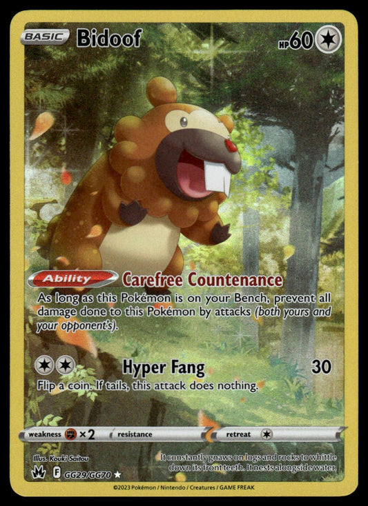 Pokemon TCG Bidoof #GG29/GG70 Crown Zenith: Galarian Gallery