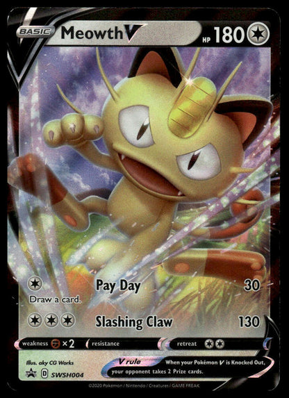 Pokemon TCG Meowth V #SWSH004 SWSH: Sword & Shield Promo Cards