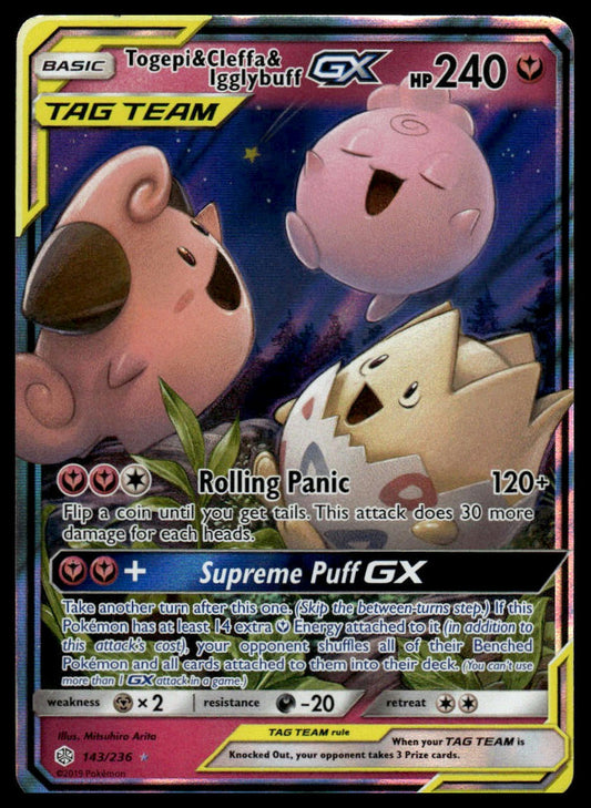 Pokemon TCG Togepi & Cleffa & Igglybuff GX #143/236 SM - Cosmic Eclipse