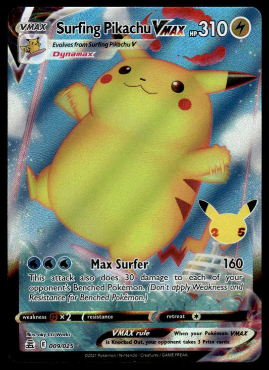 Pokemon TCG Surfing Pikachu VMAX #009/025 Celebrations