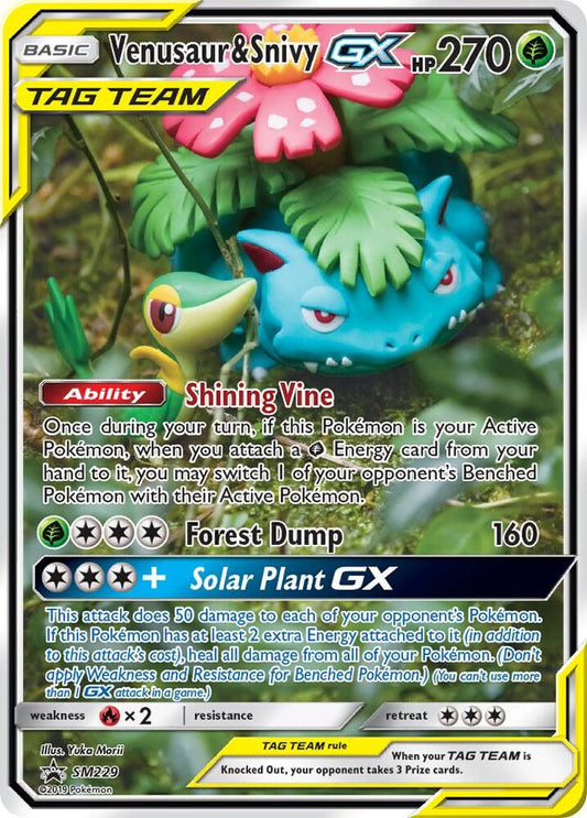 Pokemon Venusaur & Snivy GX SM229 SM Black Star Promos
