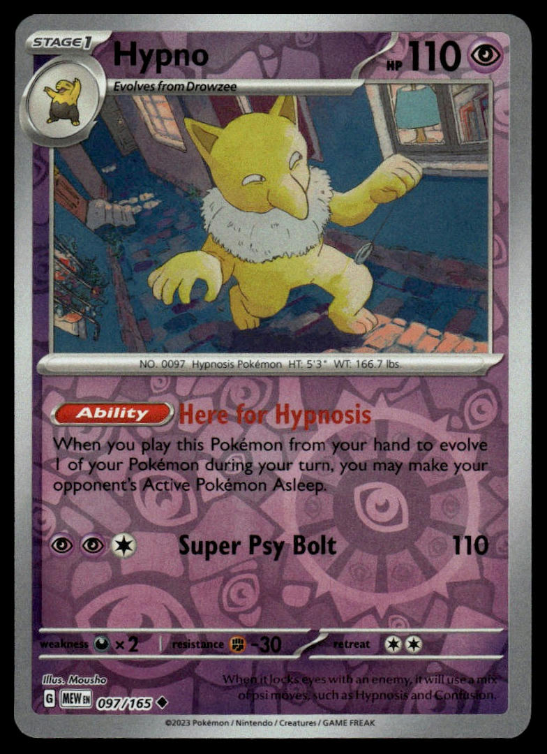 Pokemon TCG Hypno Reverse Holofoil 097/165 151