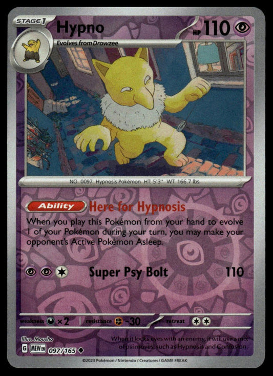 Pokemon TCG Hypno Reverse Holofoil 097/165 151