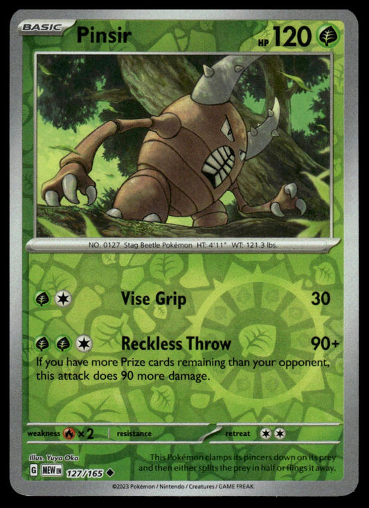Pokemon TCG Pinsir Reverse Holofoil #127/165 SV: Scarlet & Violet 151