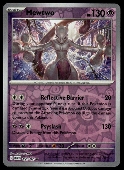 Pokemon TCG Mewtwo Reverse Holofoil #150/165 SV: Scarlet & Violet 151