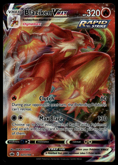 Pokemon TCG Blaziken VMAX #021/198 SWSH06: Chilling Reign