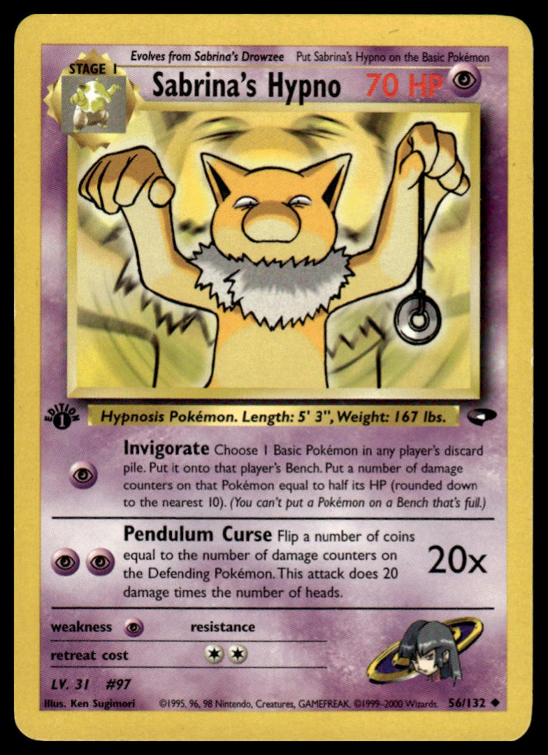 Pokemon TCG Sabrina's Hypno First Edition #056/132 Gym Challenge