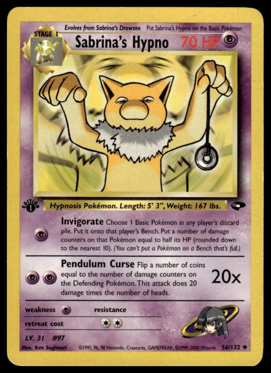 Pokemon TCG Sabrina's Hypno First Edition #056/132 Gym Challenge