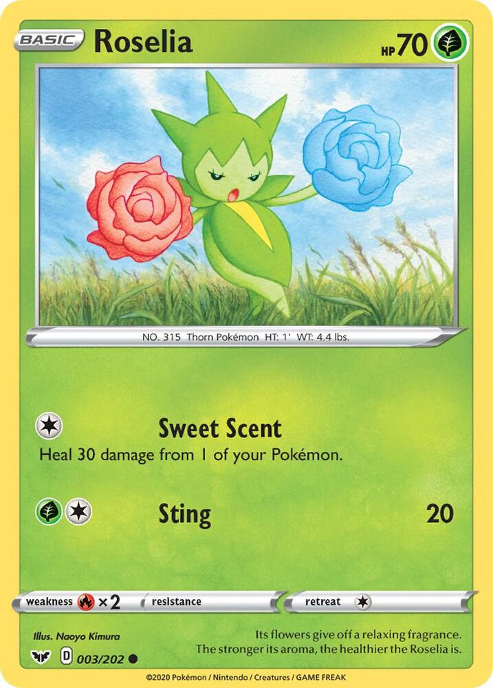 Pokemon Roselia 3/202 Sword & Shield