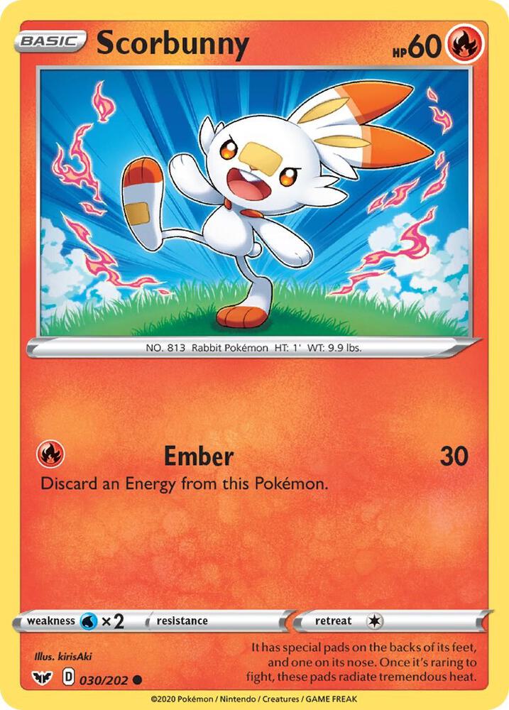Pokemon Scorbunny 30/202 Sword & Shield