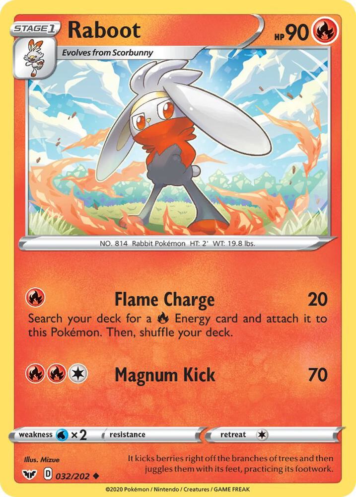 Pokemon Raboot 32/202 Sword & Shield