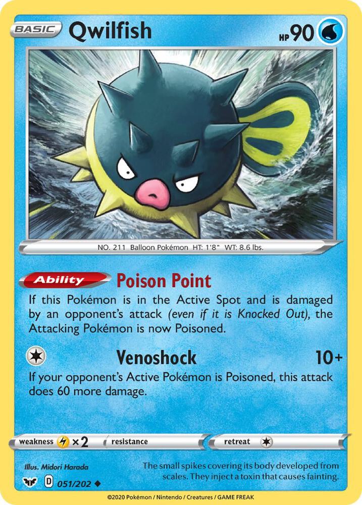 Pokemon Qwilfish 51/202 Sword & Shield