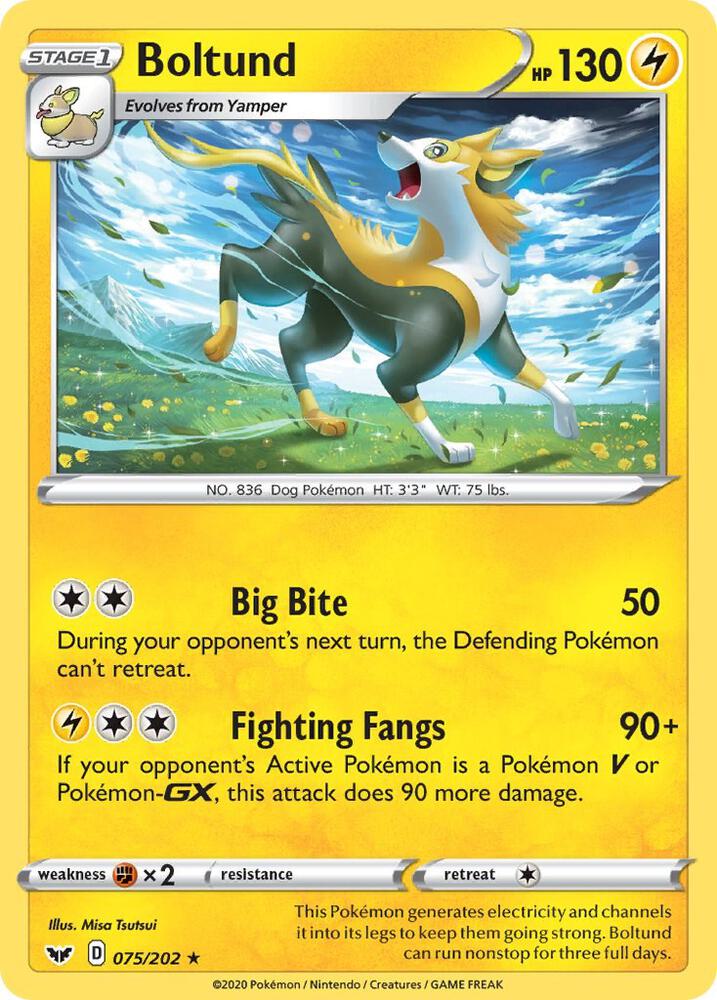 Pokemon Boltund 75/202 Sword & Shield