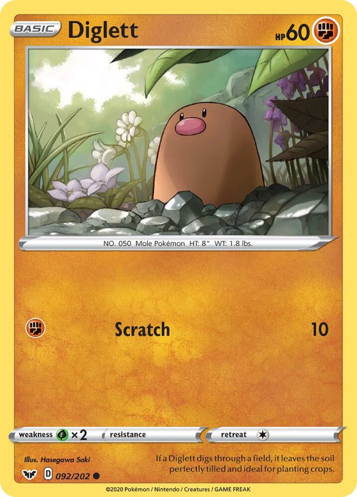 Pokemon Diglett 92/202 Sword & Shield