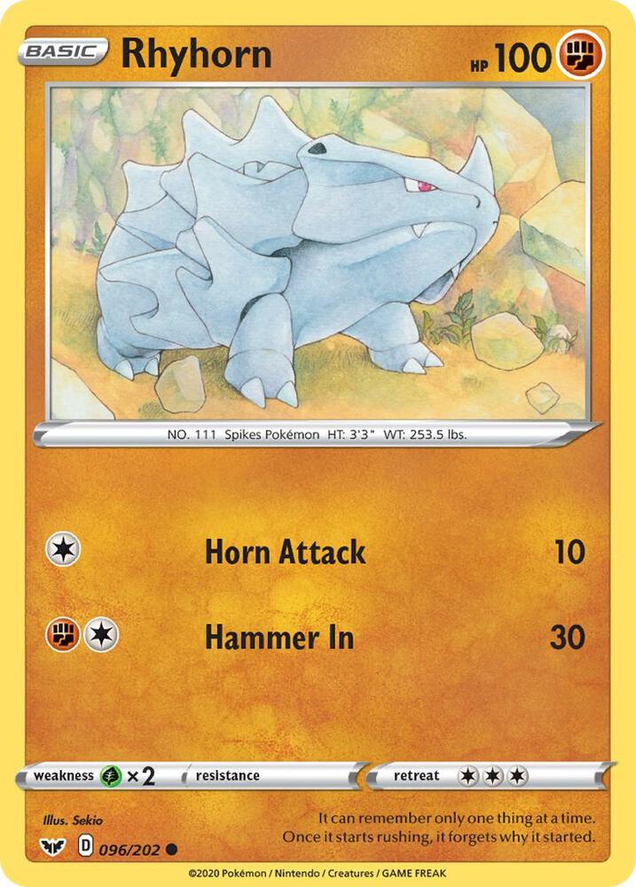 Pokemon Rhyhorn 96/202 Sword & Shield