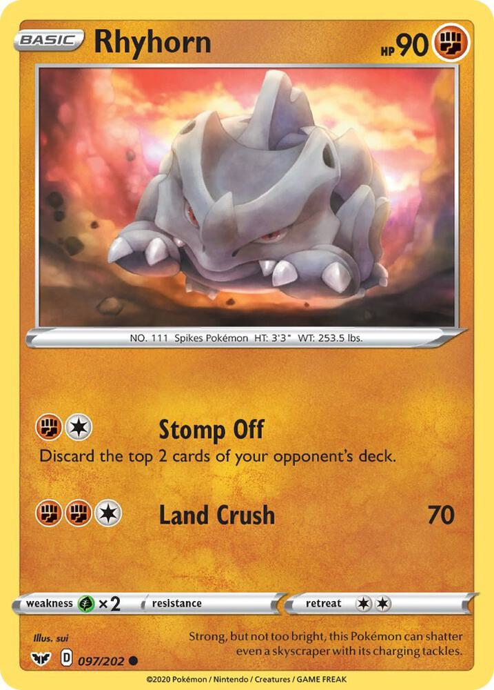 Pokemon Rhyhorn 97/202 Sword & Shield