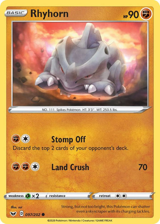 Pokemon Rhyhorn 97/202 Sword & Shield