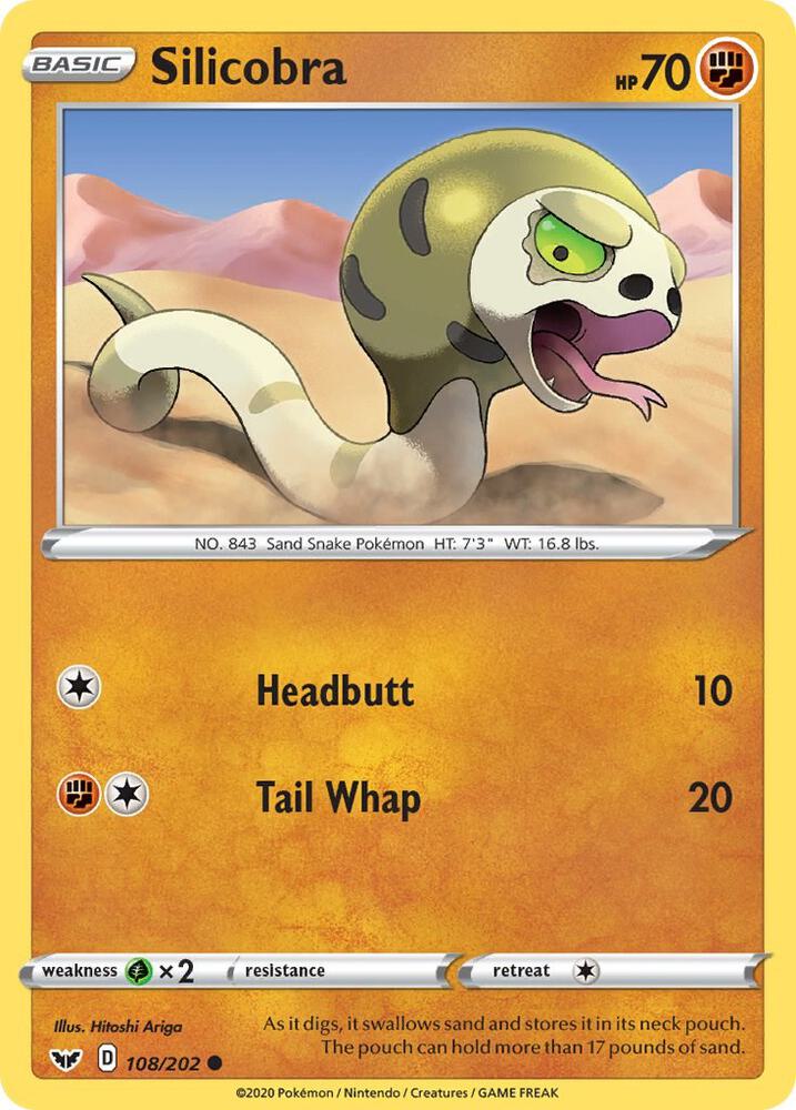 Pokemon Silicobra 108/202 Sword & Shield