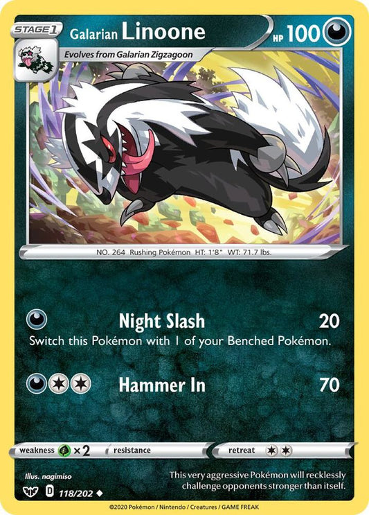 Pokemon Galarian Linoone 118/202 Sword & Shield