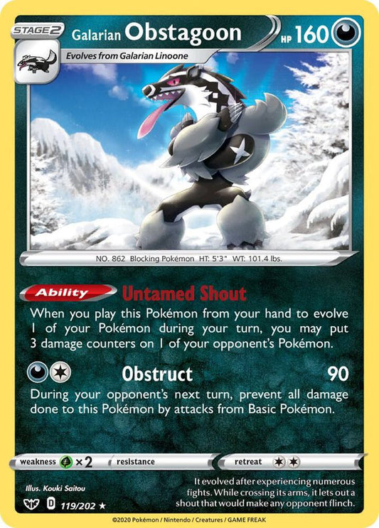 Pokemon Galarian Obstagoon 119/202 Sword & Shield