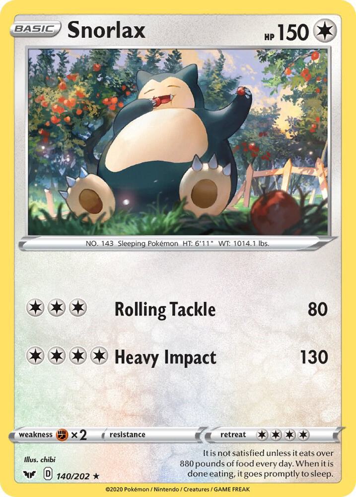 Pokemon Snorlax 140/202 Sword & Shield