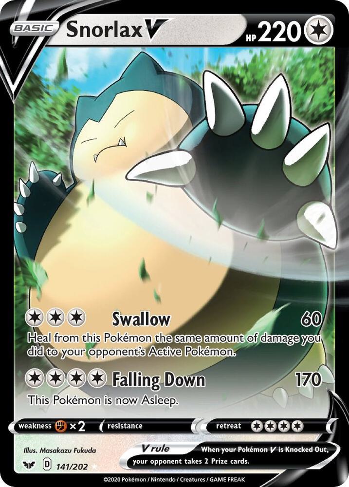 Pokemon Snorlax V 141/202 Sword & Shield