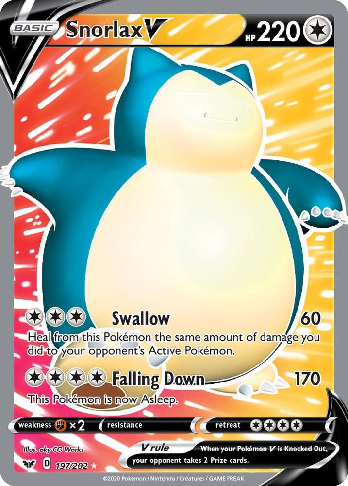 Pokemon Snorlax V 197/202 Sword & Shield