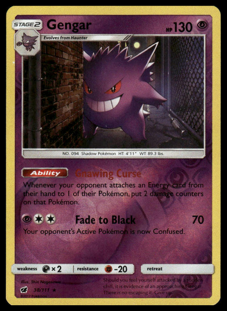Pokemon TCG Gengar Reverse Holofoil #38/111 SM - Crimson Invasion