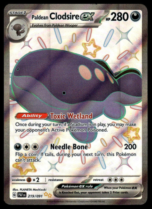 Pokemon TCG Paldean Clodsire ex #219/091 SV: Paldean Fates