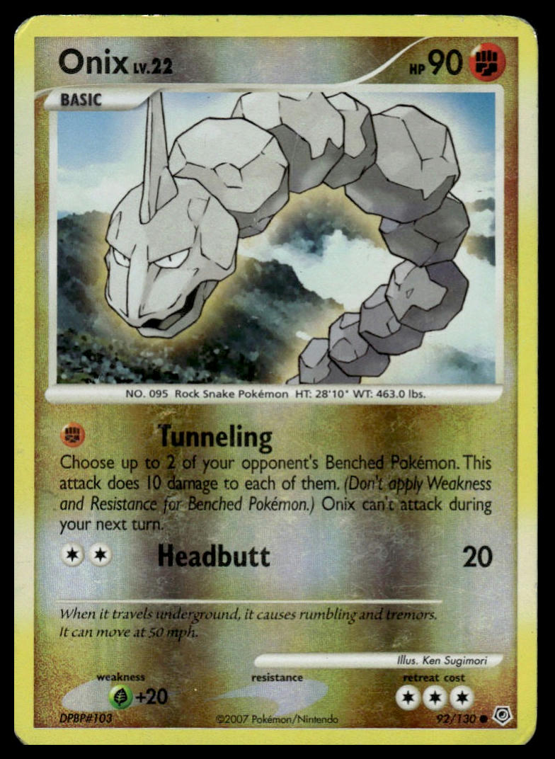 Pokemon TCG Onix #92/130 Diamond and Pearl