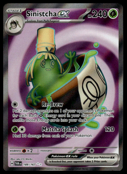 Pokemon TCG Sinistcha ex #189/167 SV06: Twilight Masquerade