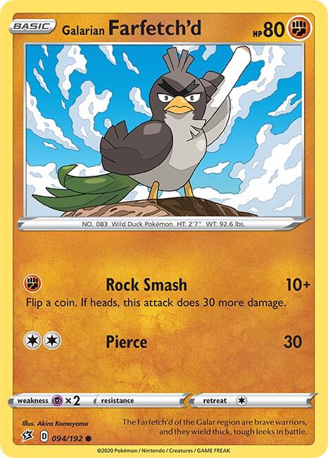 Pokemon Galarian Farfetch'd 94/192 Rebel Clash